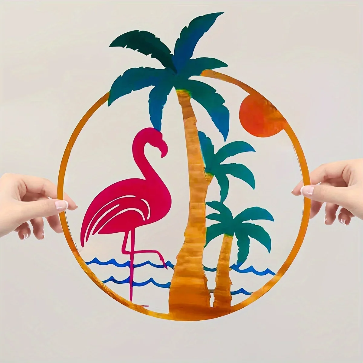 

metal iron CIFBUY Flamingo Metal Wall Art Palm Tree Hanging Home Decor for Indoor Outdoor Flamingo Wall Plaque Hanging Artwork W