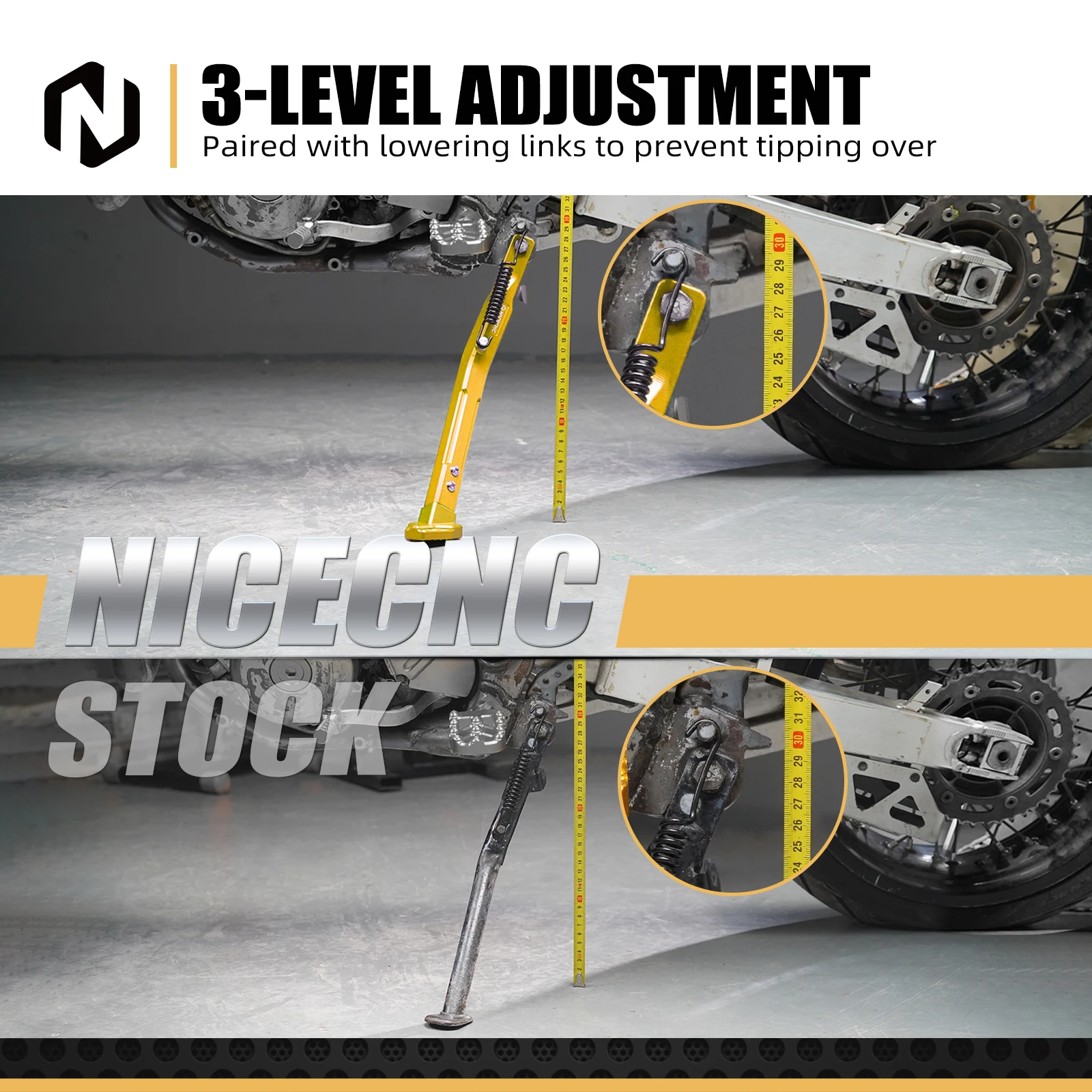 NICECNC Für Suzuki 2000-2024 DR-Z 400SM 400S 400E 400 DRZ400SM DRZ400S DRZ400E DRZ400 Motocross Verstellbarer Ständer Seitenständer – Detail 6