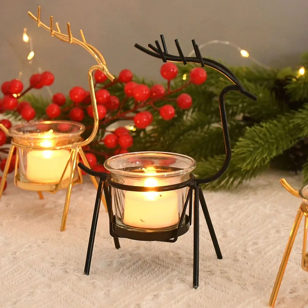 Description Picture 5 of itemReindeer Candlestick Tea light Deer Metal Iron Candle Holders for Party Wedding Home Coffee Table Decor New Year Noel Gift