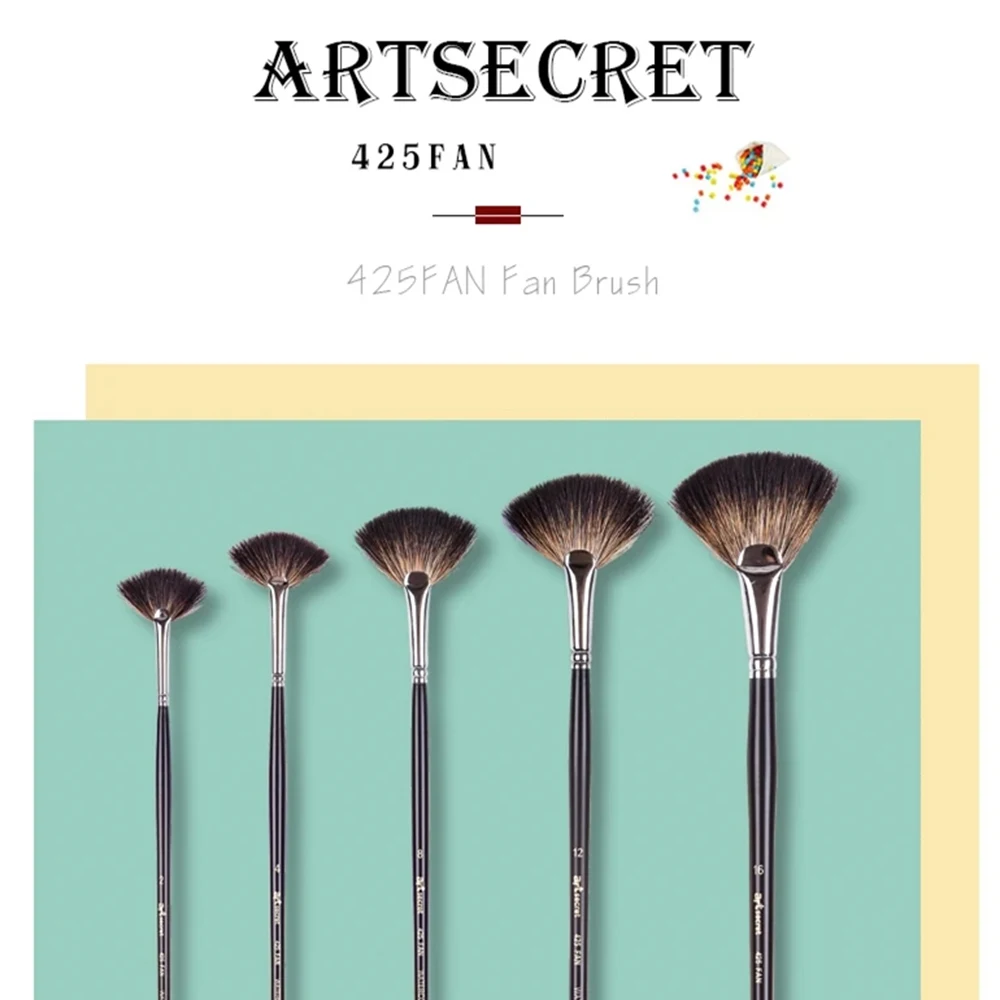ArtSecret 1-5 PCS 수채화 팬 브러쉬 아크릴 구아슈 용 부드러운 천연 헤어 아트 브러쉬 아티스트 용 나무 손잡이 페인팅 브러쉬