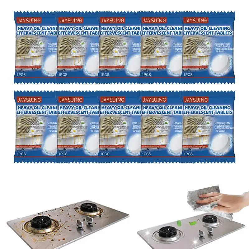 Stove Cleaner Oil Cleaning Tablets 10pcs Heavy Oil Cleaning Tablets All Purpose Cleaner Kitchen Degreaser for Stoves