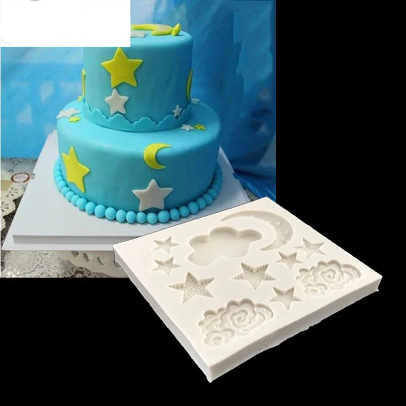 Fondant Silicone Cake Mold Cloud Star Moon Chocolate Gumpaste Molds Clouds Moulds Cake Decorating Accessories For Diy Tools