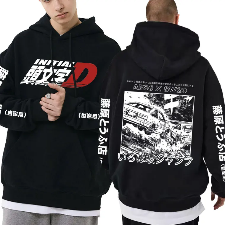 

Japanese Anime Drift Initial D AE86 Fujiwara Tofu Shop Print Hoodie Car JDM Racing Skyline GTR R34 Hoodies Regular Male Clothes