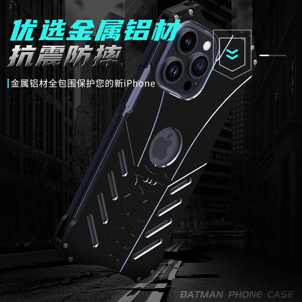 R-just Style Protection Phone Case For Iphone 15 14 13 12 Pro Max Metal Aluminum Shell Hybrid Cases For Iphone 15 14 Plus