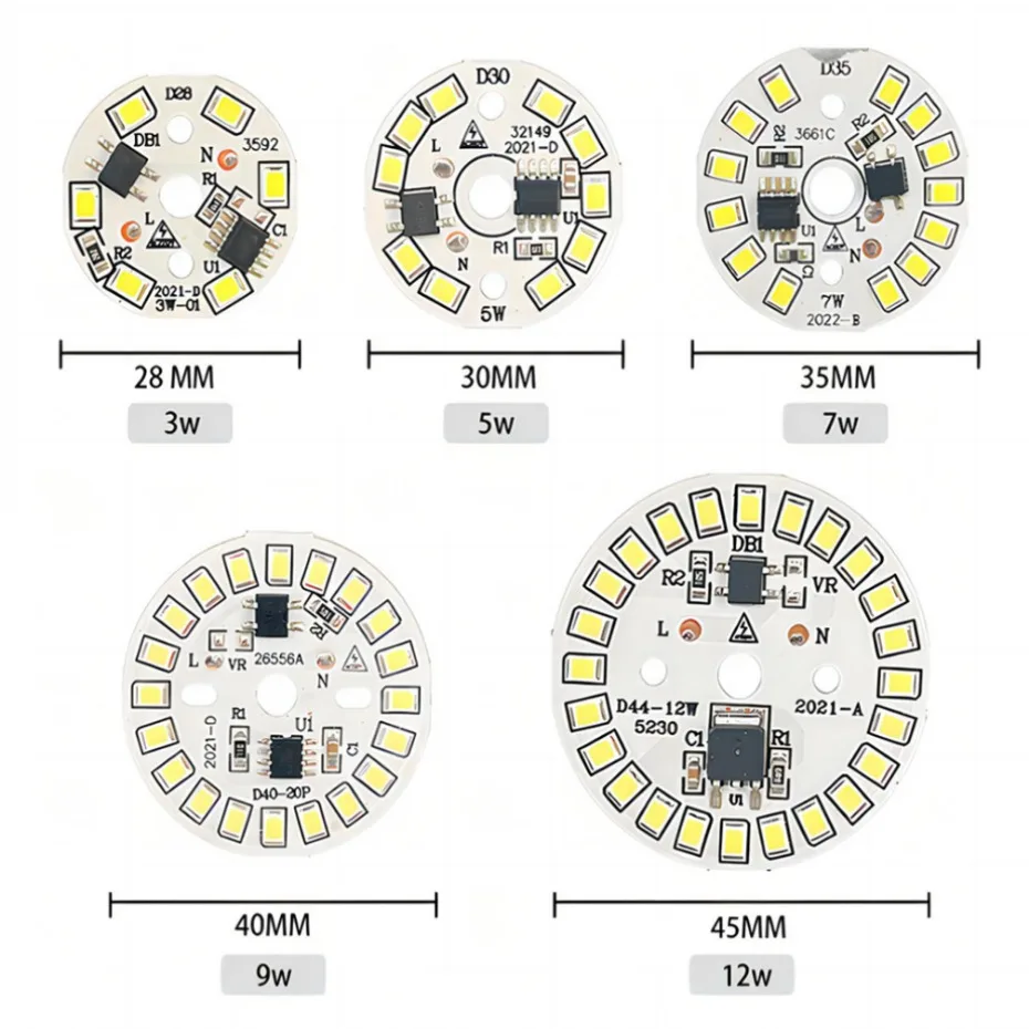 UooKzz LED Bulb Patch Lamp SMD Plate Circular Module Light Source Plate For Bulb Light AC 220V Led Downlight Chip Spotlight LED