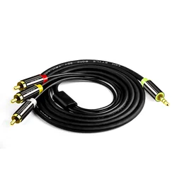 Premium 3.5mm to 3RCA Audio Video Hi - Fi Cable for TV and Amplifier Connection (Black)
