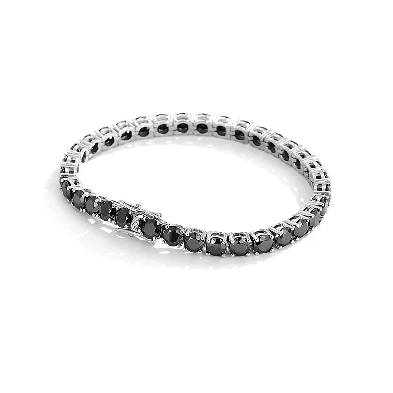 925 Sterling Silver 6.5MM Moissanite Bracelet For Women Black Diamond Tennis Chain Sparkling Fine Jewelry Gift GRA