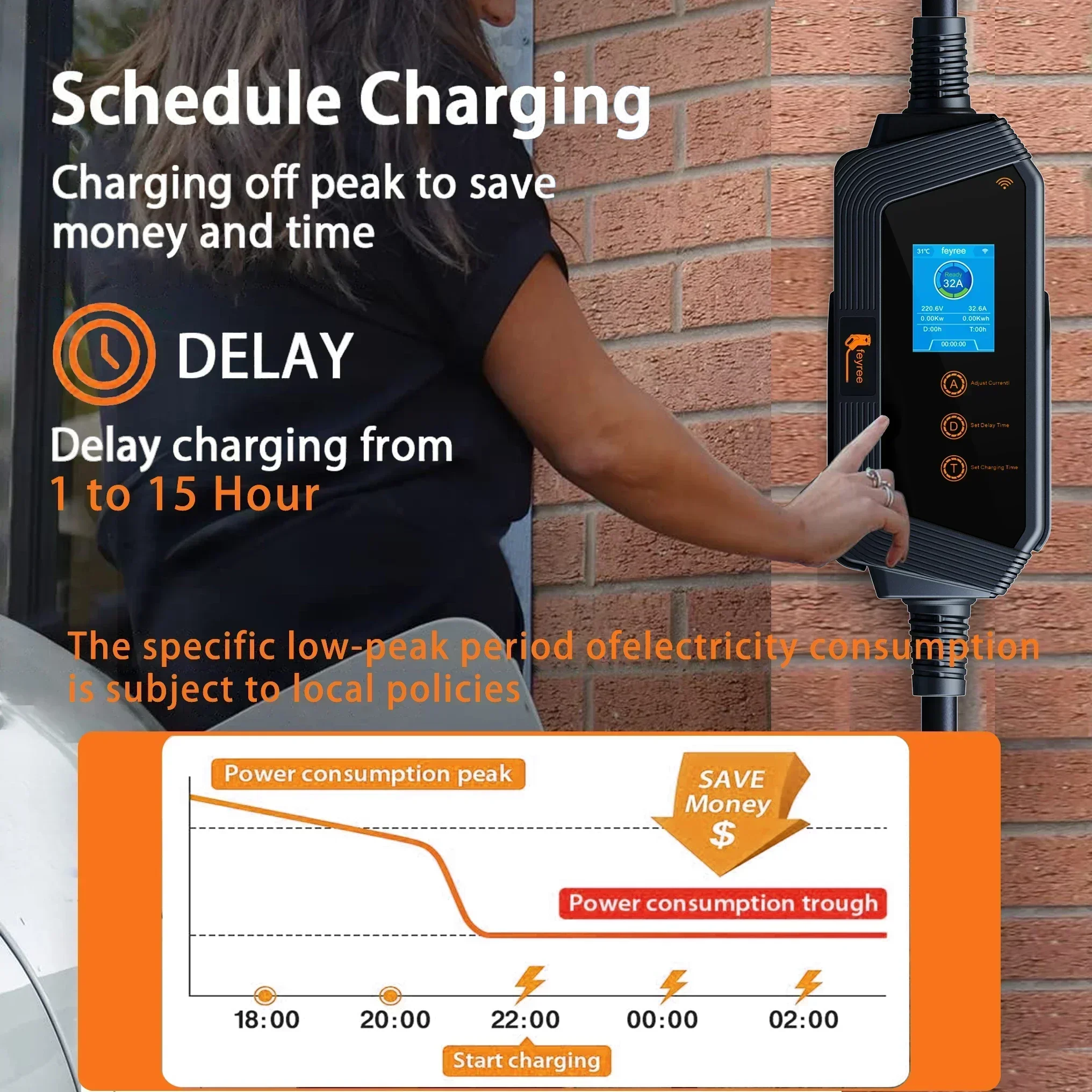 7KW 32A Adjustable EV Charger GBT Plug APP Bluetooth Version Set Charging Time for Electric Vehicle ev charger