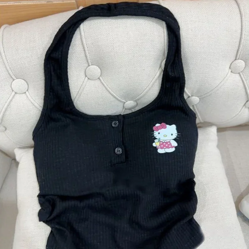 Girls Camisole Sanrio Hello Kitty Camis Anime Tanks Sexy Camisole Girl Crop Top Summer Sport Vest Lady Off Shoulder Sleeveless Casual Clothes