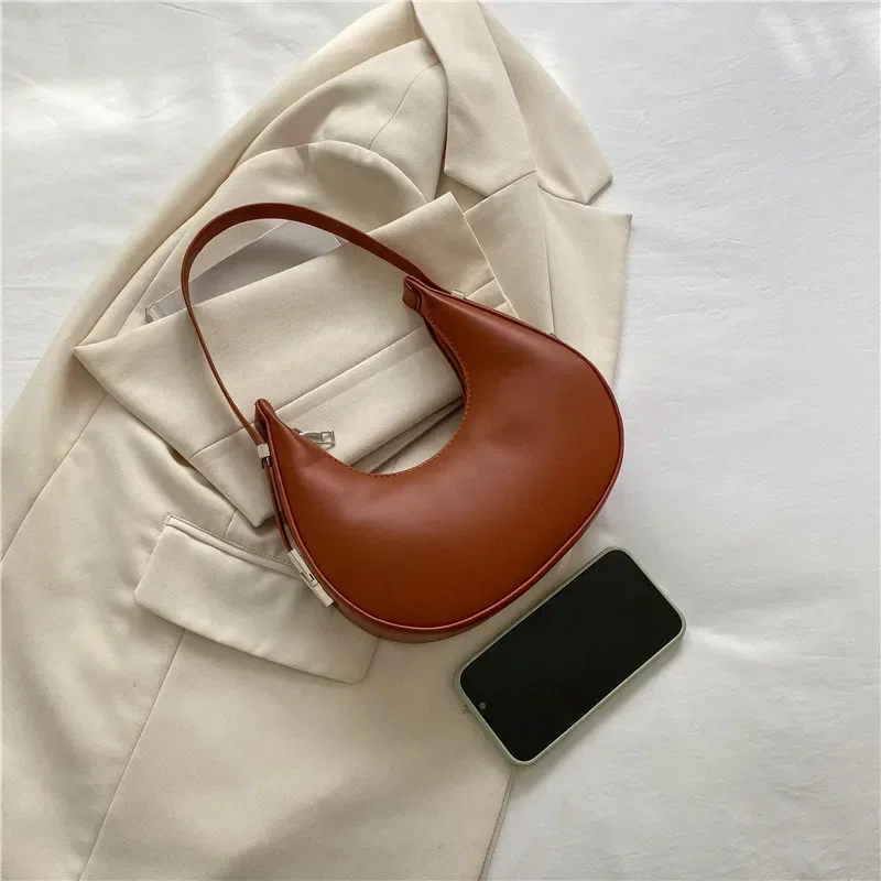 Stylish Luxury Design PU Leather Hobo Shoulder Bag Women Small Clutch Handbag Purse Female Underarm  Bag for Daily Use Tote Bag