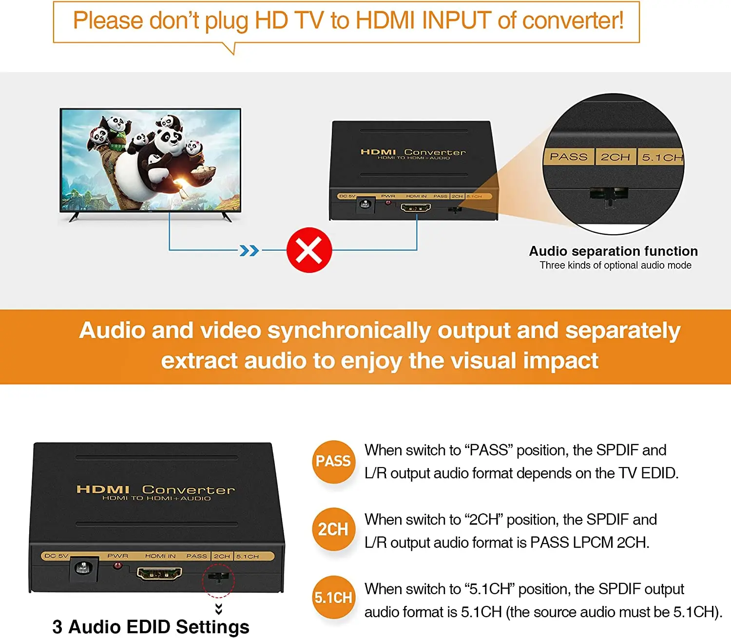 4K @ 60Hz HDMI   ȯ, HDMI to HDMI +  (SPDIF + RCA L/R ׷) Ʈ Xbox PS5  3D HDCP2.2 18Gpbs