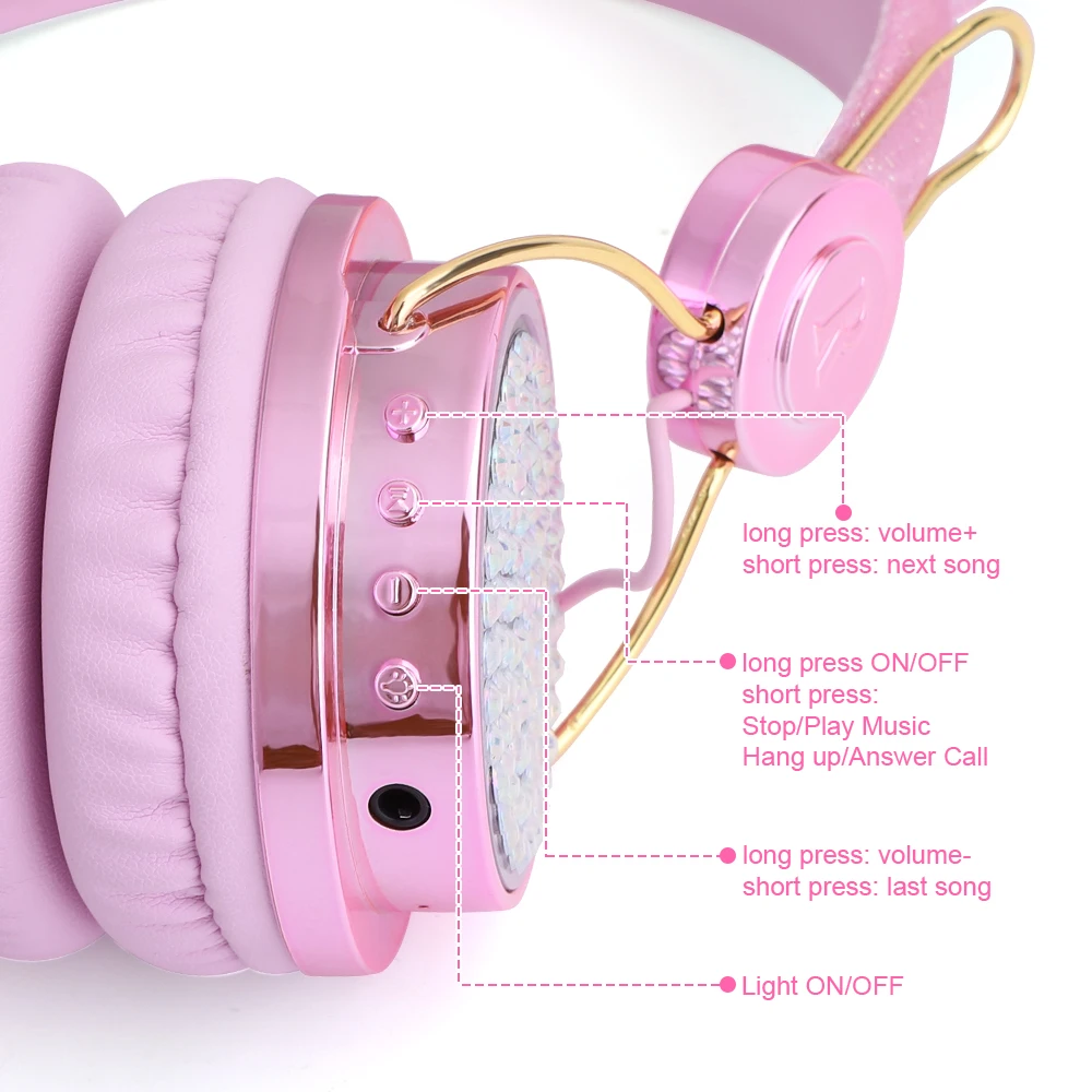 Bonito Unicórnio Brilhante Fones de Ouvido para Crianças sem Fio Fones com Microfone Estéreo Música Telefone Fone de Ouvido Crianças Presente - Image 6