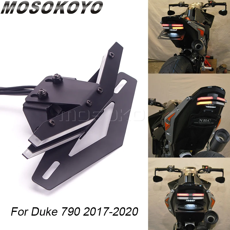 

For 790 2017-2020 Motorcycle Tail Tidy License Plate Bracket Holder LED Light Turn Signal Lights Rear Fender Eliminator Kits