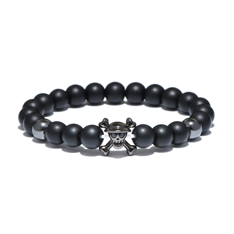 Natural Volcanic Lava Black Zirconia Hematite Bracelet for Men