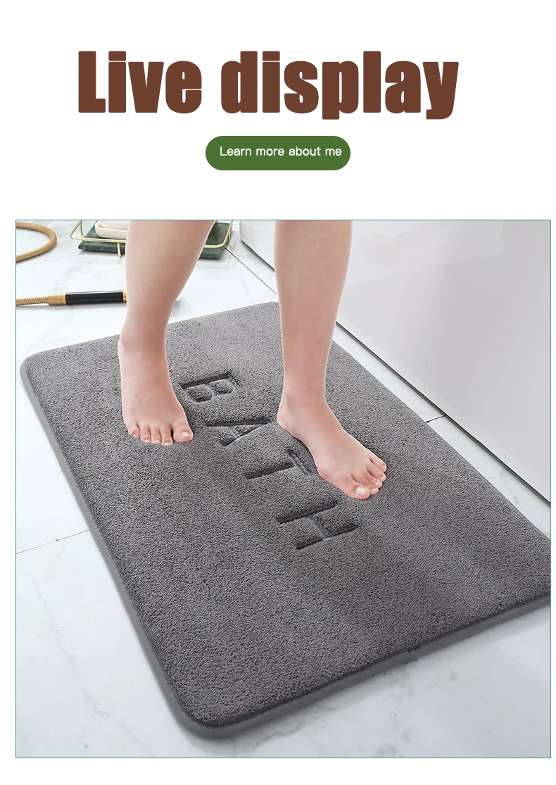 Anti-Rutsch-Matte aus Kaschmir-Memory-Schaum-Teppich Korallen-Fleece-Super-Saugfähige Boden matte Küche Wohnzimmer Bad – Detail 11