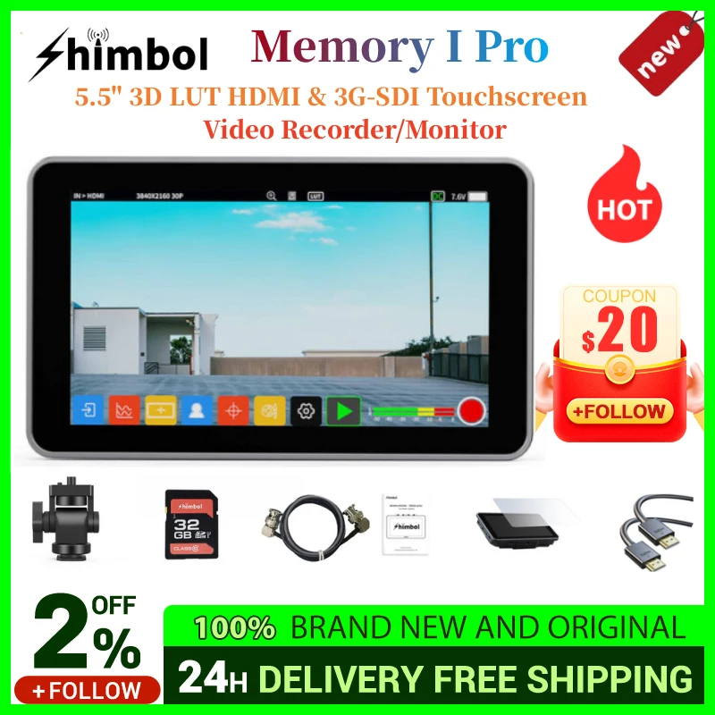 .Shimbol Memory I Pro 5.5" 3D LUT HDMI & 3G-SDI Touchscreen Video Recorder/Monitor 2000 cd/m2 Brightness Real-Time Focusing