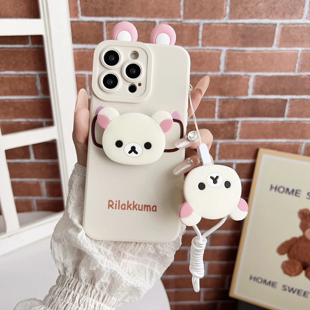 Rilakkuma Ear Glasses Case with Holder Rope