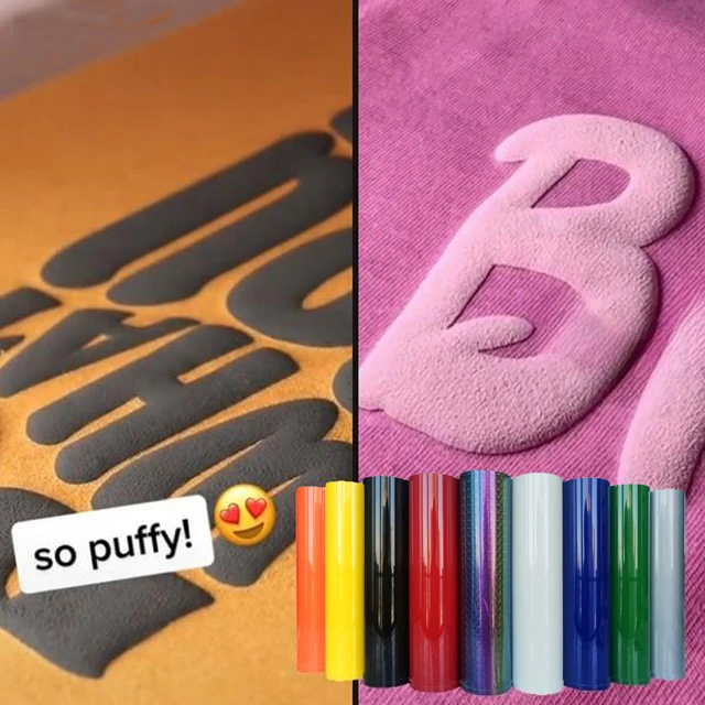 3D Puff Vinyl Heat Transfer:Puff HTV Vinyl for Cricut Bundle 6