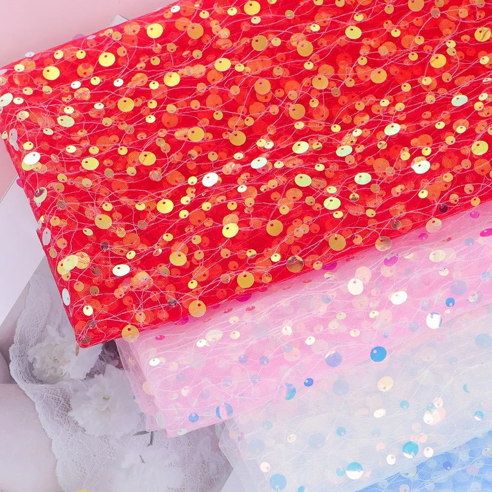 150x45cm Shiny Sequin Mesh Fabric For DIY Wedding Party Decoration Handmade Sewing Costume Princess Dress Doll Clothing Hair Bow