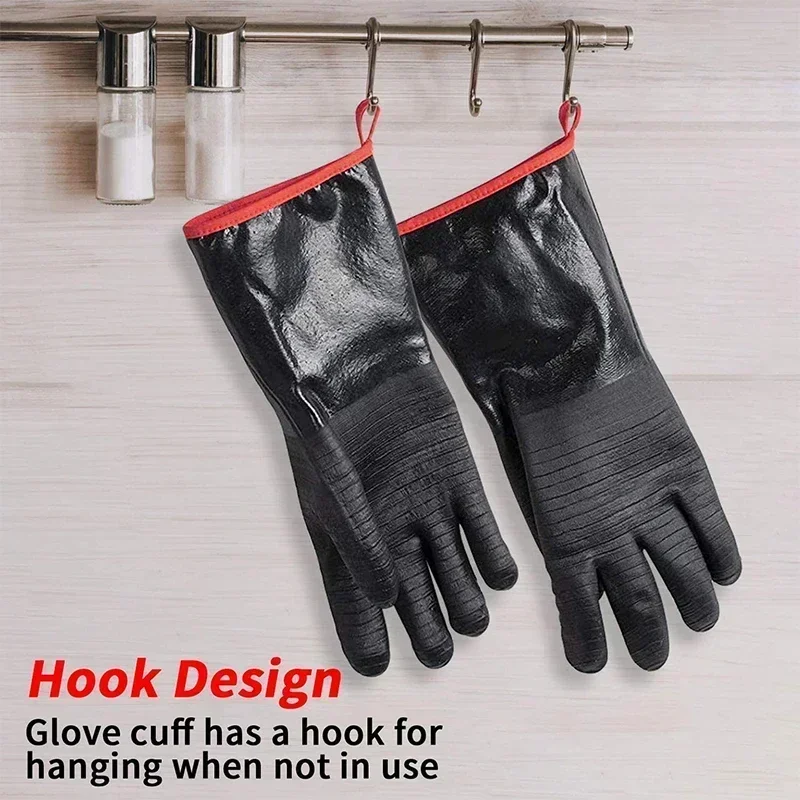 BBQ Gloves Heat Resistant Gloves Baking Sheet Firewood Grill Smoker Cooking Pit Barbecue Waterproof Oil Resistant