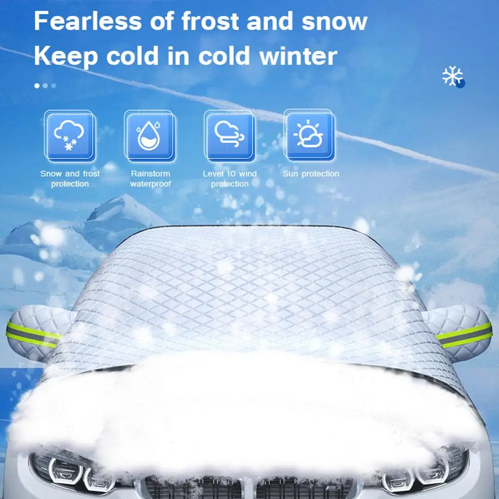 Winter Car Front Windscreen Cover Windshield Sunshade with Earmuffs  Universal Automobile Anti Snow Frost Ice Shield Dust Protect - AliExpress