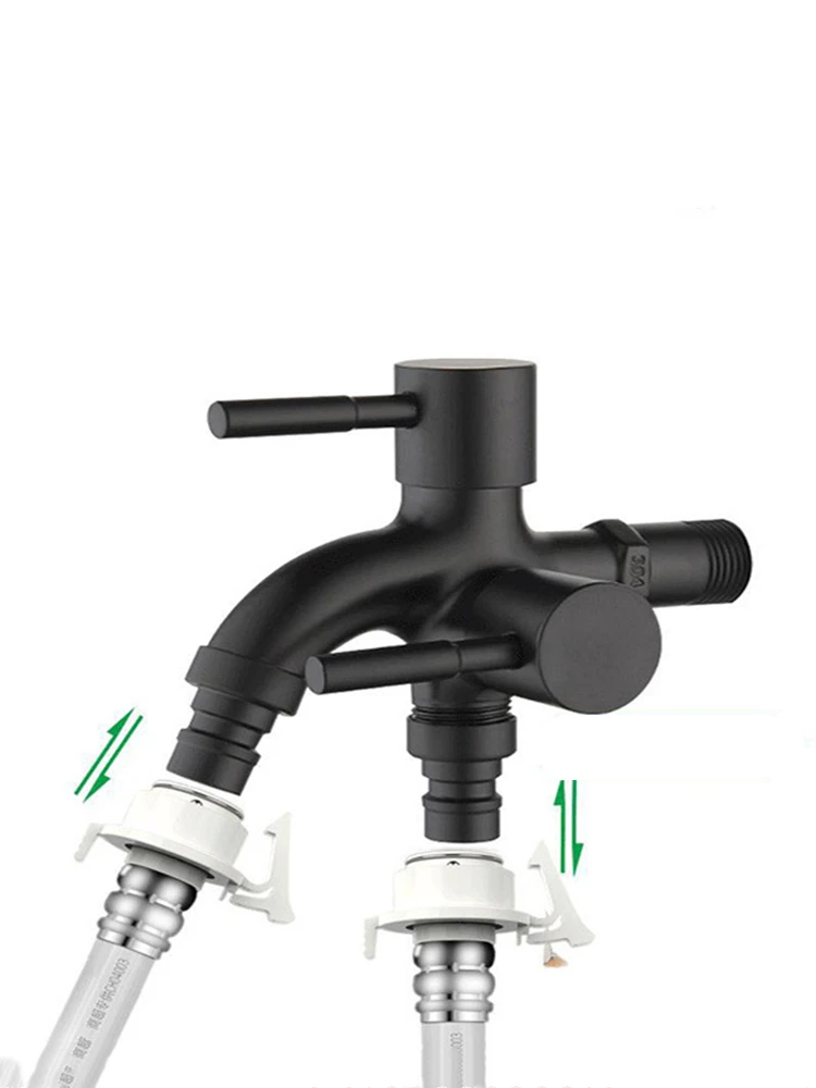 1/2" Double Outlet Faucet for Washing Machine Dual Control Water Tap One In Two Out Bidet Faucet Multi-Purpose Bathroom Sink Fit