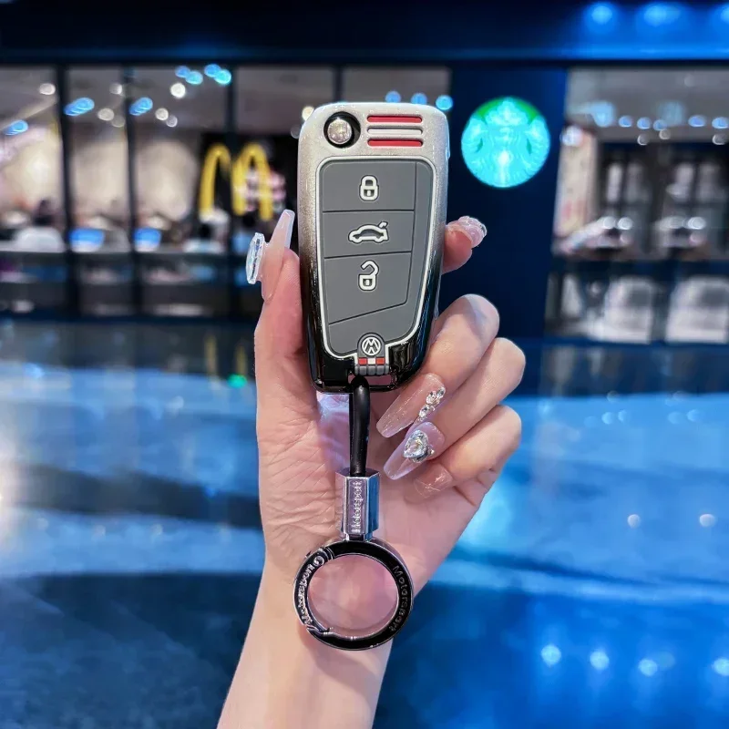 폭스바겐 VW 자동차용 자동차 스티커, 아연 합금 스마트 리모컨 키 케이스 커버 (폭스바겐 MK7 골프 7 티구안 MK2 시트로엥용)