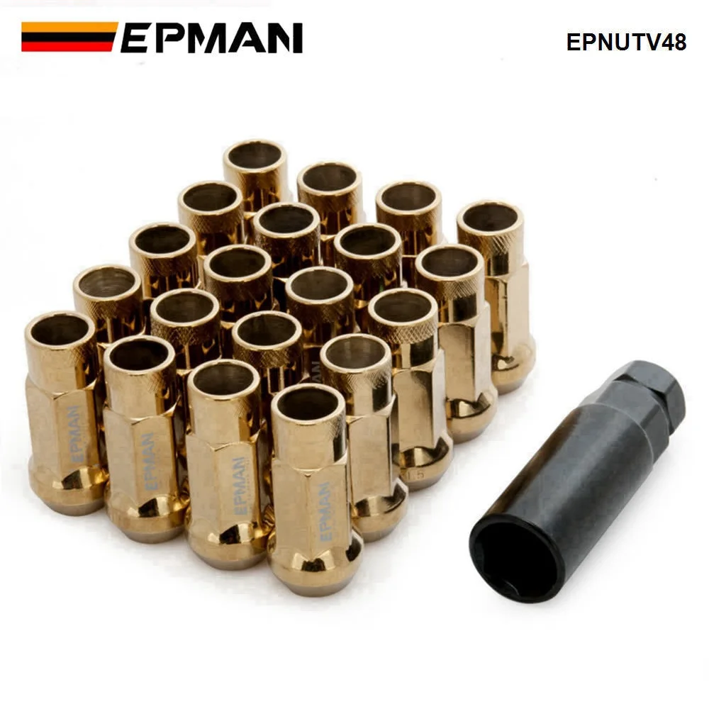 EPMAN 20 Punte A Lancia Per Dadi Ruota In Alluminio, Rosso, M14x1.5, Lunghezza +30mm, Per Auto E JDM