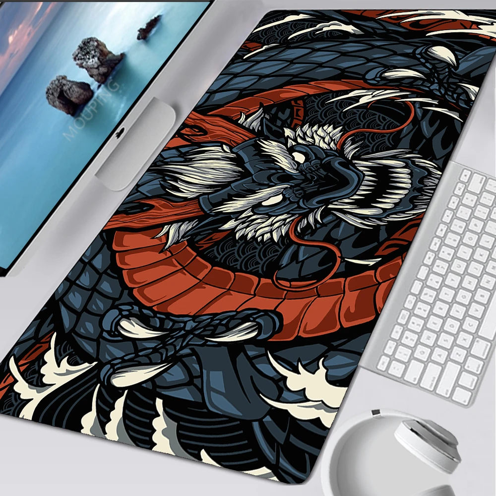 

Large Game Mouse Pad Chinese Dragon Gaming Accessories Art Keyboard Table Mats Office Deskpad XXL900x400mm Blue Mousepad Carpet
