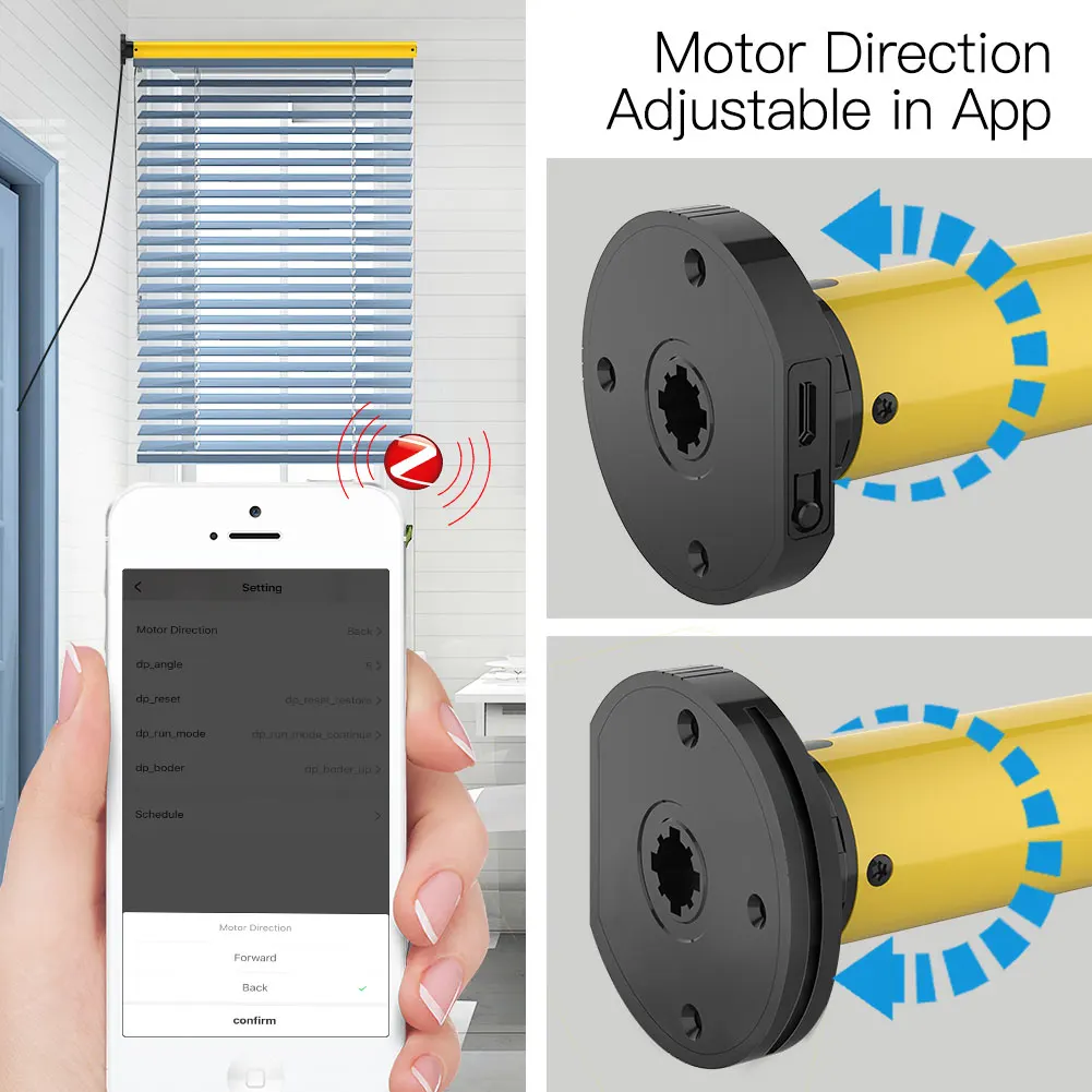 ZigBee Automatic Smart Tubular Roller Blinds Motor DC RF433 Remote 25mm 38mm Tube Smart LifeTuya via Alexa Google Home roller blind motor