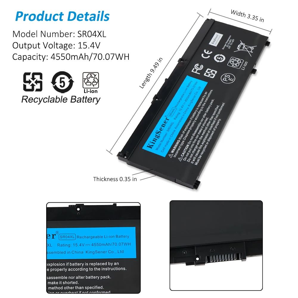 Kingsener-bateria do Portátil para hp Sr04xl 15-ce 15-cb 15-ce015dx 15-cb014ur Tpn-q193 Tpn-q194 Tpn-c133 Hstnn-db7w 917724855 - Imagem 6