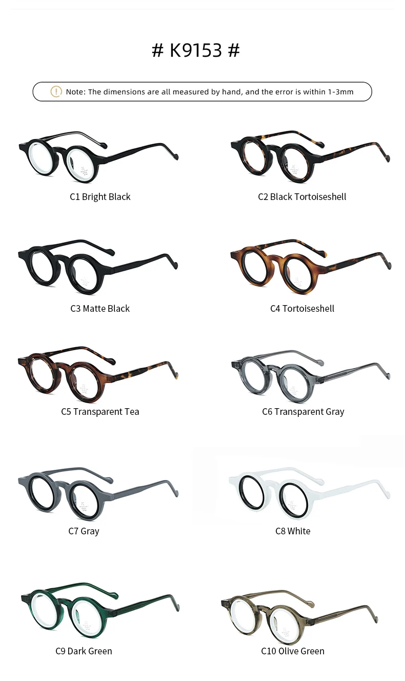 Lzabella Japanische Luxus Retro Runde optische Brillengestelle für Herren und Damen, hochwertige Acetat-Brillen K9153 – Detail 10