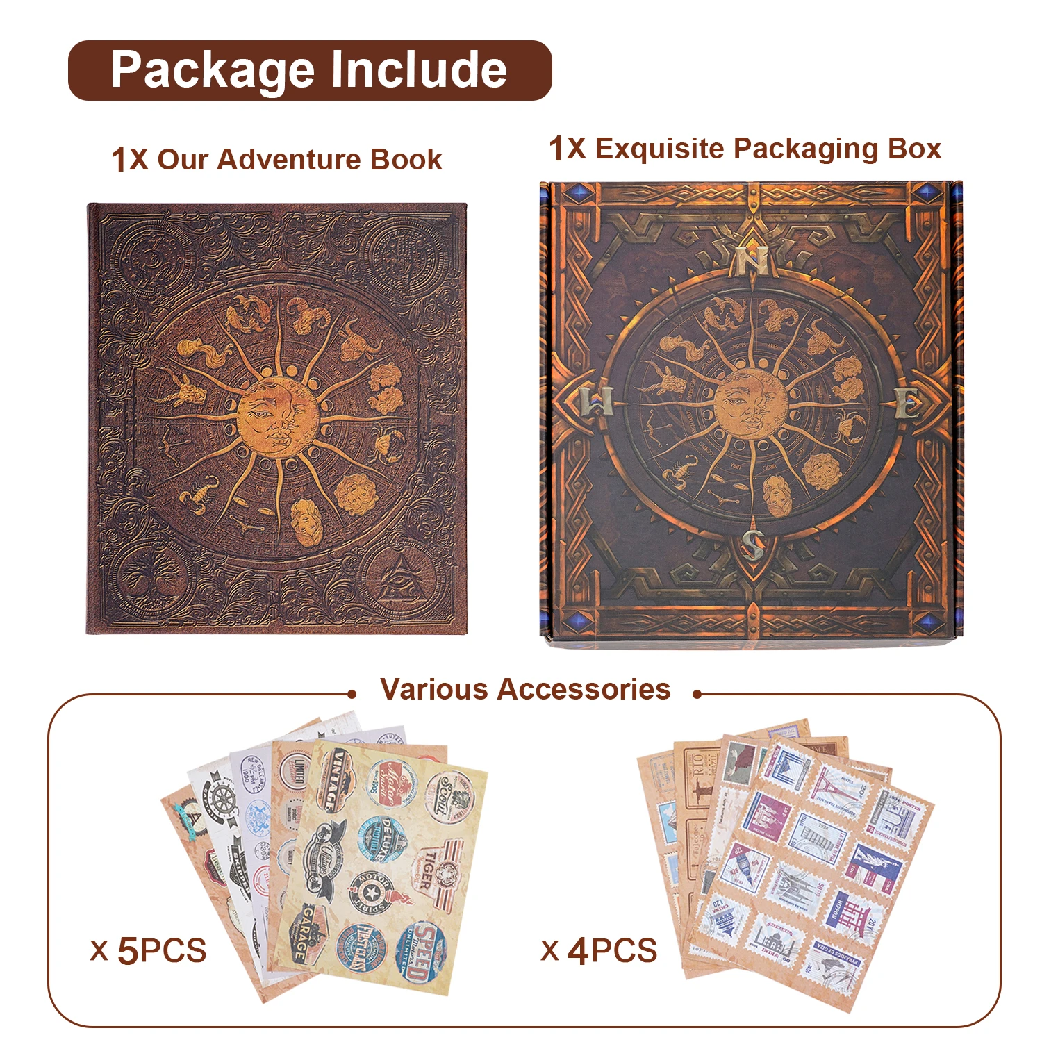 132 페이지 사진 앨범 우리의 모험 도서 DIY 수제 스크랩북 레트로 앨범 기념일 별자리 마법 여행 메모리 선물