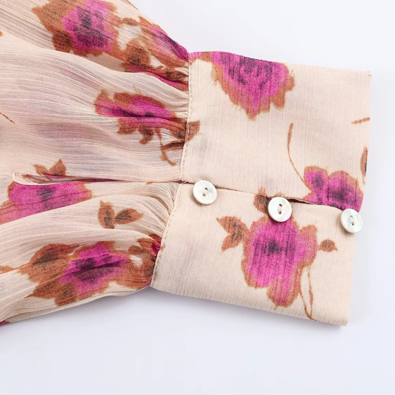 TFAFXY Lässige Schicke Damenbluse mit Print, gestuftem O-Ausschnitt, langen ausgestellten Ärmeln, lockere Hemden, neue Mode 2026 Frühling Sommer Blusen – Detail 11