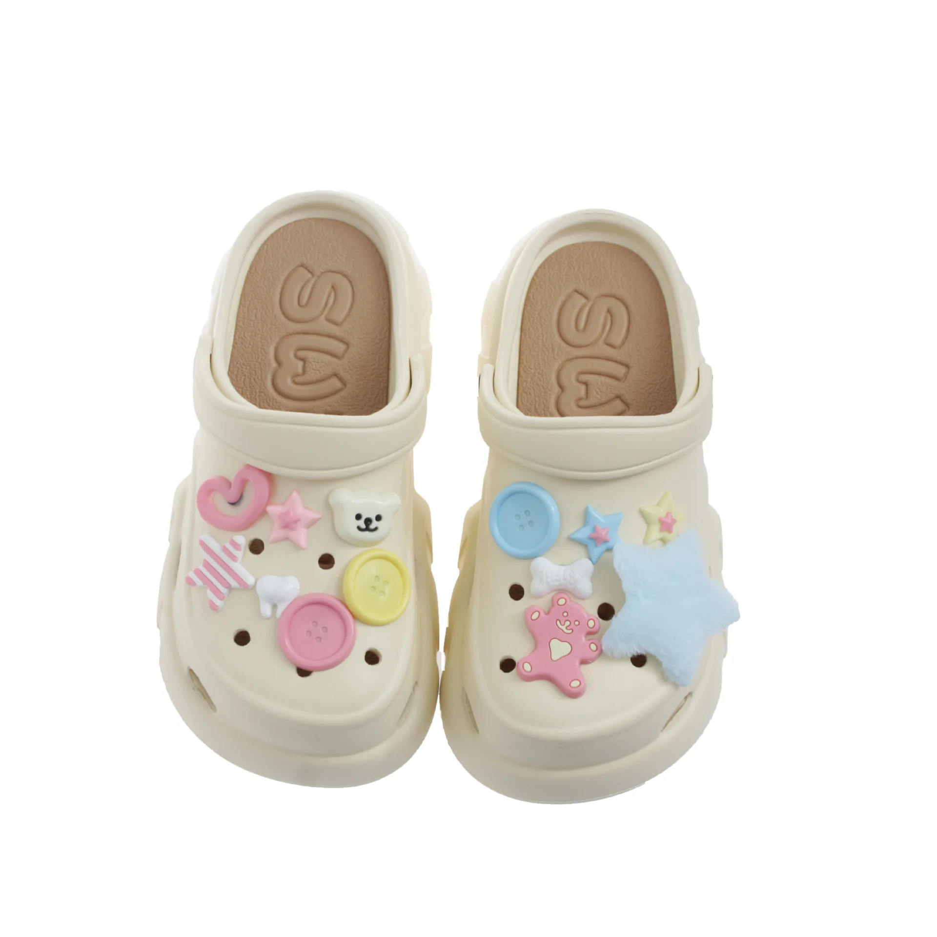 2024 New Sandals DIY Cute Cartoon Clogs Women Mules 3cm Platform Beach Slippers Cave Hole Female Garden Shoes For Students Girls