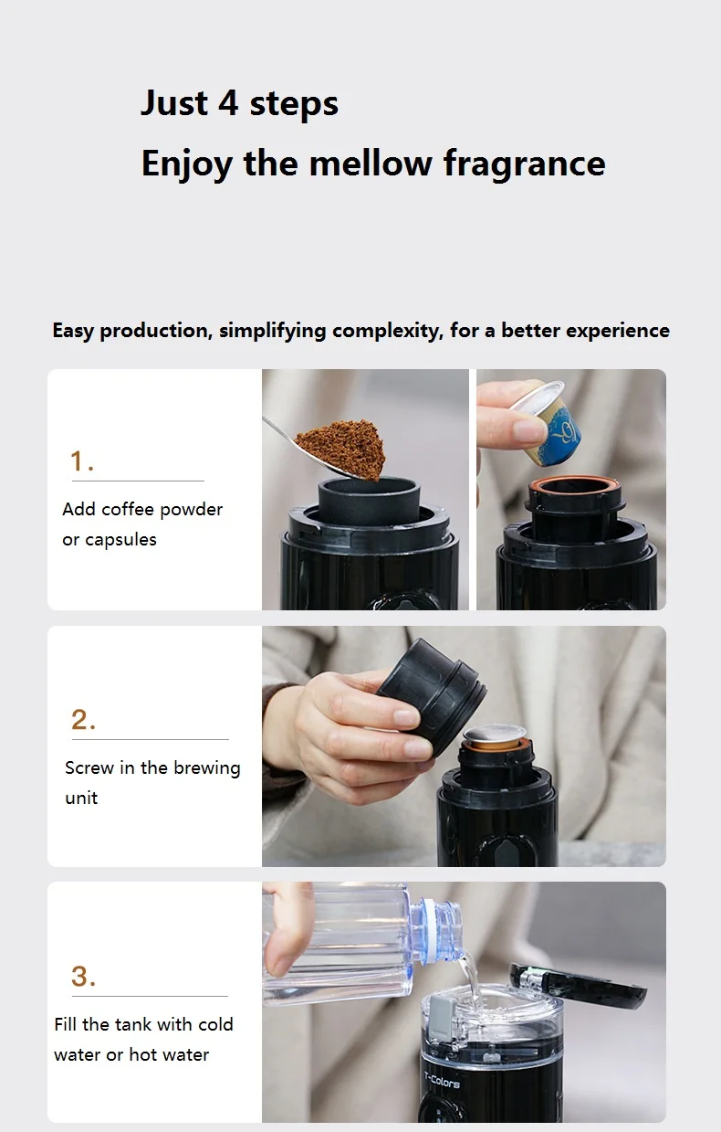 Wireless Heating Portable Coffee Machine for Car Home,DC12V Expresso Maker