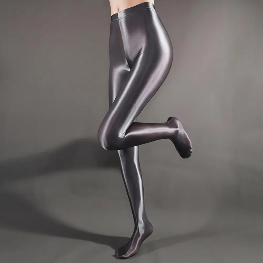 Stage Performance Leggings Glossy Shiny High Waist Fitness with Socks Stage Show Skinny Yoga Trousers Women Clothing