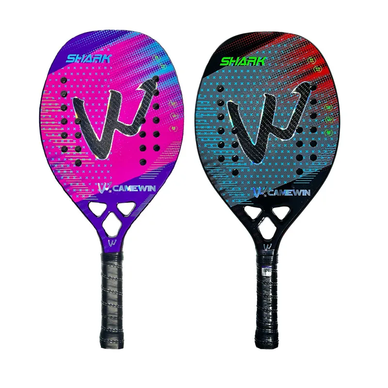 Shark Camewin Beach Tennis 3K Full Carbon Fiber Rude Face Feminino Raquete Beach Tennis Carbon Frame Professional Masculina tennis racket