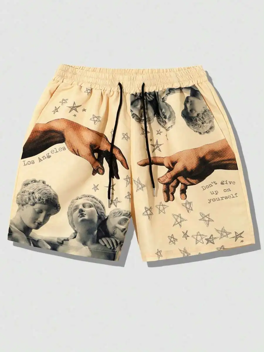 New Men's Summer Shorts Loose Luxury Shorts 3D Printing Casual Sculpture Print Harajuku Shorts Sports Quick Drying Shorts 4