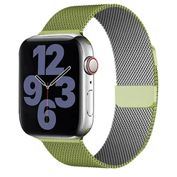 Elegant Milanese Loop Metal Strap for Apple Watch - Premium Stainless Steel Band (Silver Green)