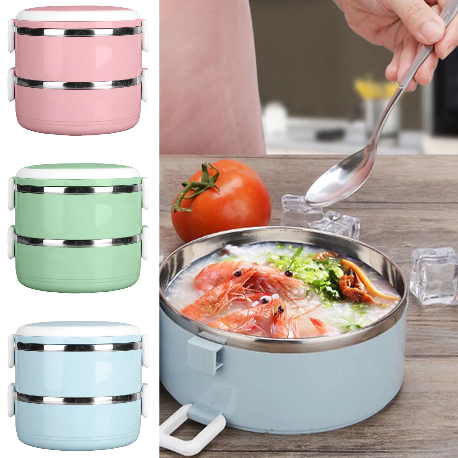 

Thermal Lunch Box Bento Box Portable Insulated Lunch Container Stackable Leakproof Stainless Steel Food Container For Lunch