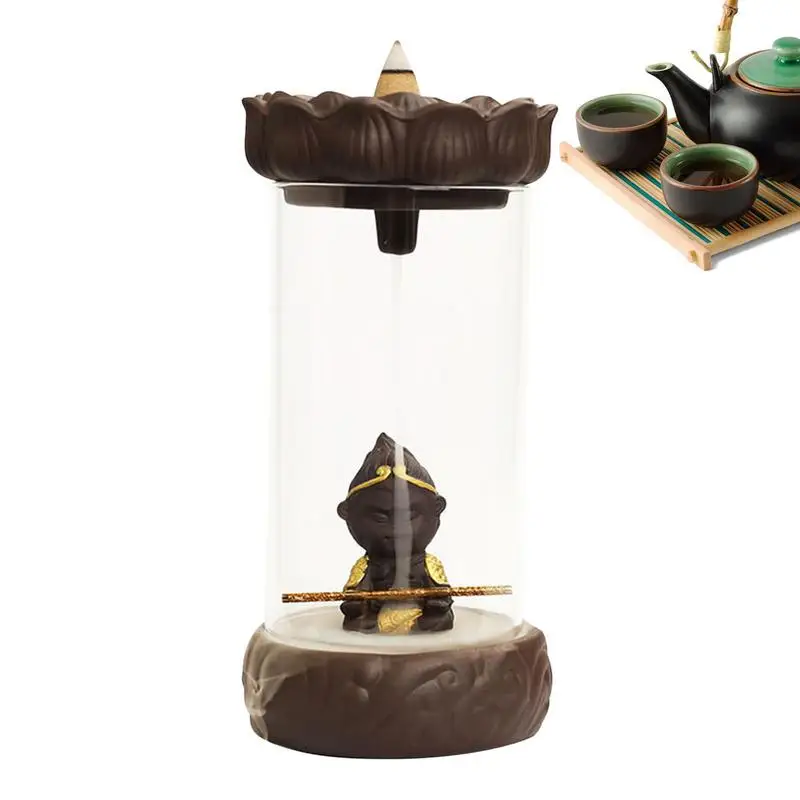 

Incense Burner Backflow Smoke Incense Stick Holder Windproof Sun Wukong Statue Aromatherapy Ornament Incense Burner Holder For
