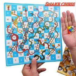 1 Set Snake Ladder Educational Kids Children Toys Interesting Board Game Portable Flying Chess Family