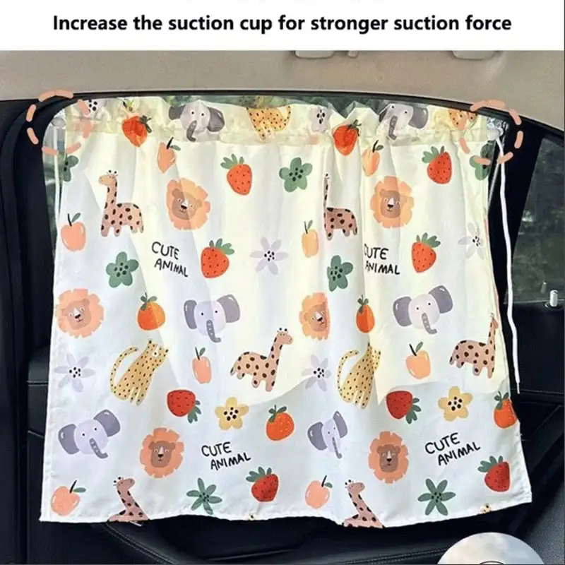Suction Cup Curtain In The Car Window Sunshade Cover Cartoon Universal Side Window Sunshade UV Protection For Kid Baby Children - Image 7