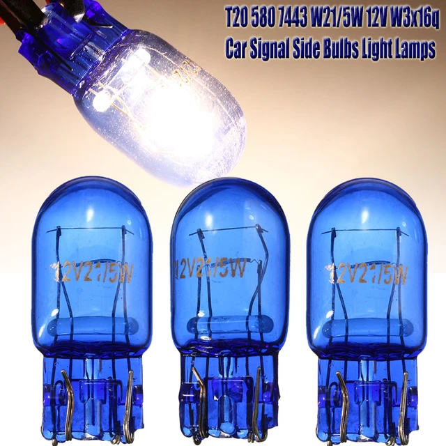 1/2/4pcs Car Halogen Sight Lamp T20 7443 1891 W21/5w Super White T20  Natural Blue Glass W3x16q Car Stop Light Brake Auto Lamp - Signal Lamp -  AliExpress