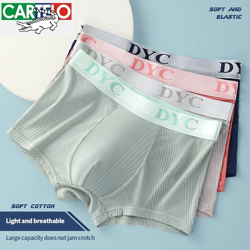 

Cartelo Viscose Men Underwear 3A Antibacterial Boxer Sport Solid Traceless Underpants Soft Breathable Elastic 4pcs Men Panties