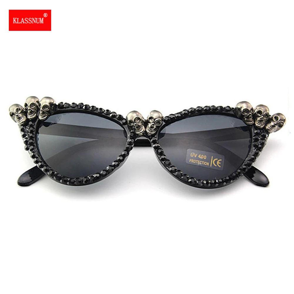 Gothic Skull Sunglasses Women Cat Eye Crystal Punk Sun Glasses Men  Halloween Decoration Eyewear Black Round Square Glasses New - AliExpress, image size:1000x1000