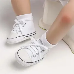 Meckior Classic Star Canvas Sneakers: Anti-Slip First Walker Shoes for Newborns and Toddlers (White)