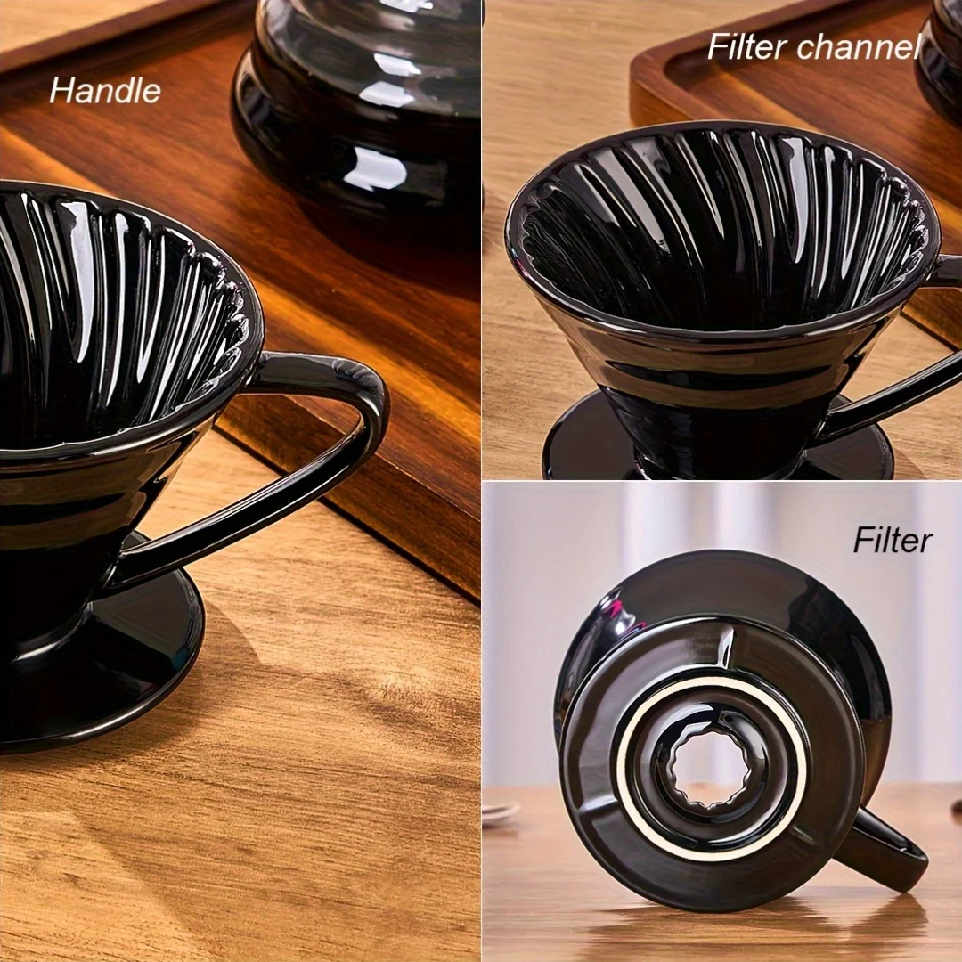 Premium Ceramic Pour-Over Coffee Dripper Set – Complete Coffee Brewing Kit with Mesh Filter for Travel and Outdoor Use