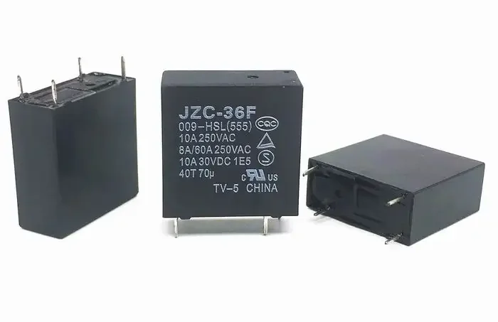 New JZC-36F 005-HL/009-HSL(555)/012-HS/012-HSC/012-HST(555) (36FA-5V/9V/12V-10A) Relay 4pins